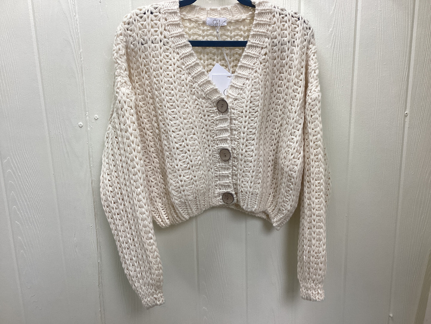 Crop button Cream Cardigan Sweater