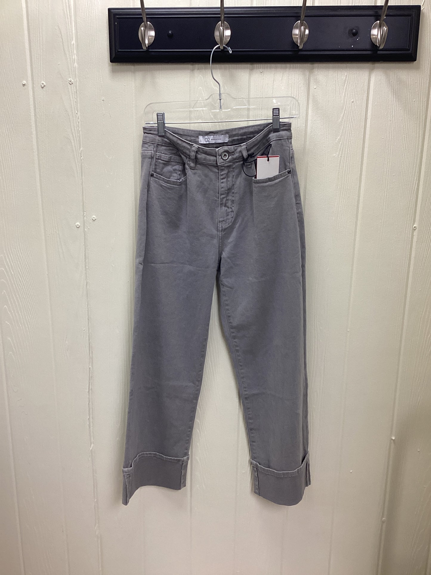 Gray Straight Leg Cropped Hem Jeans