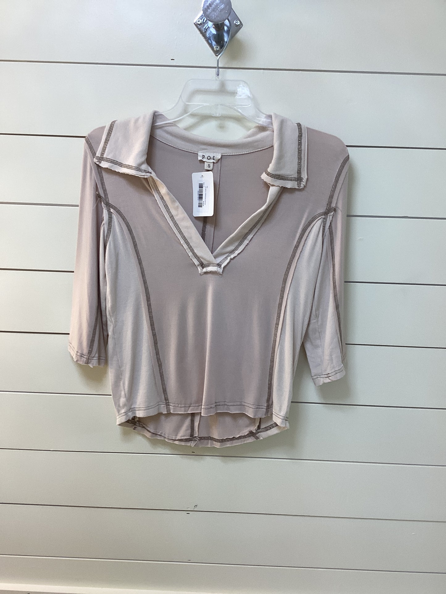 Oatmeal 3/4 Sleeve Collared Shirt