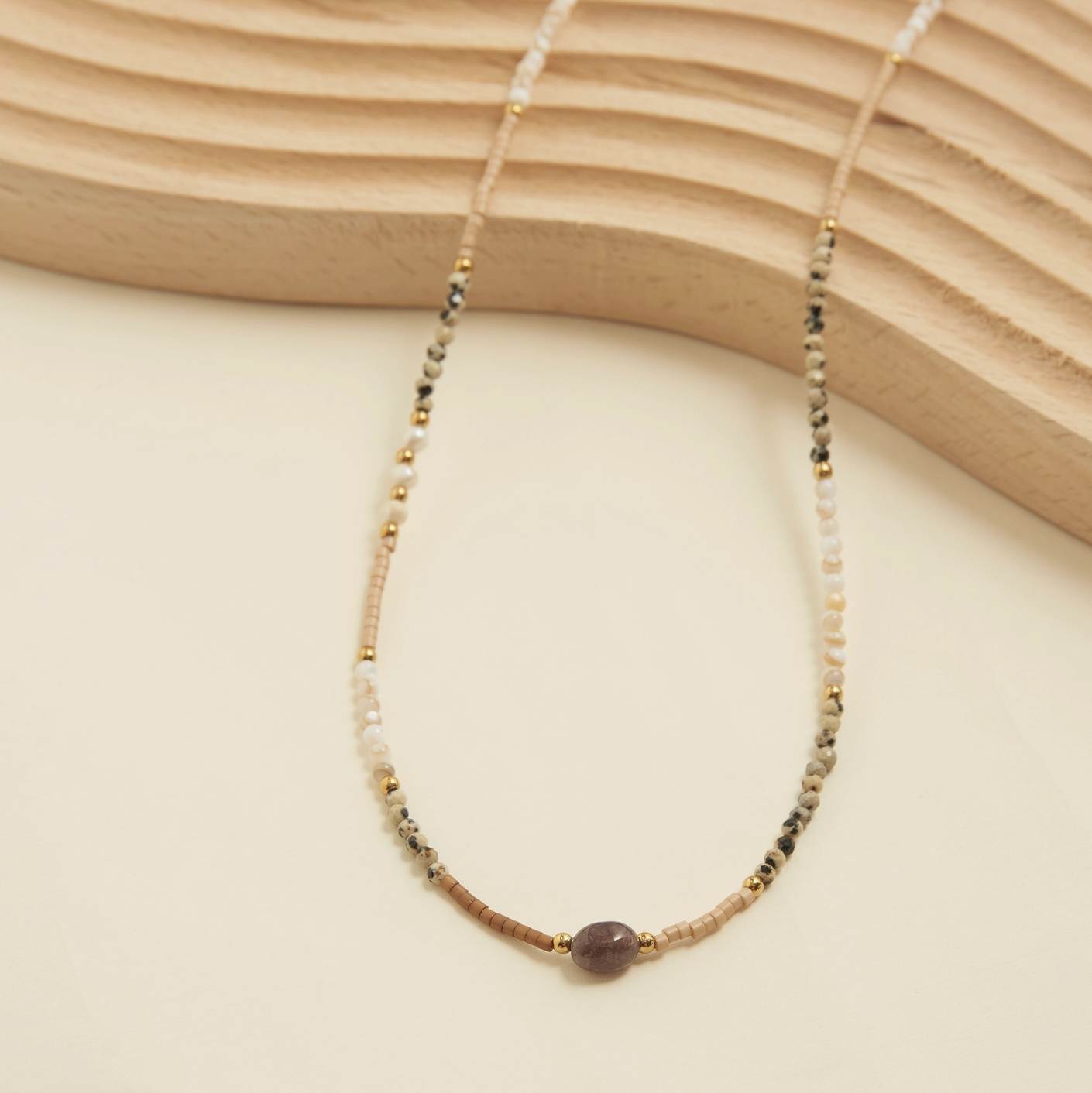 Aira Bead Stone Dainty Necklace