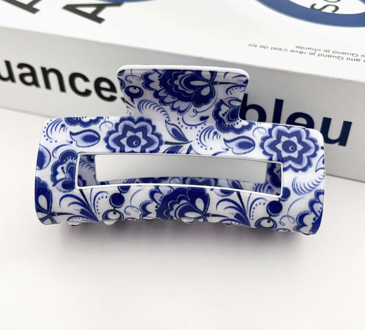 Blue & White Claw Clip