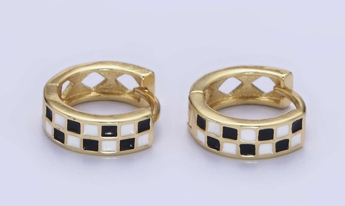 Check Huggie Earring