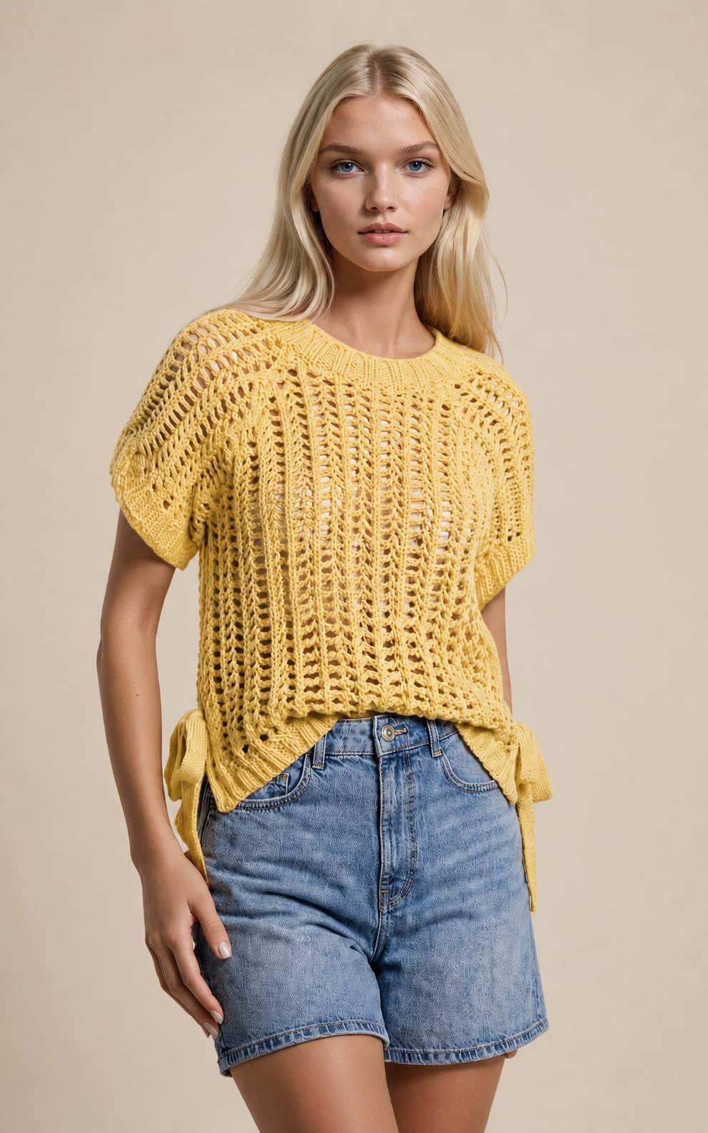 Chunky Knit Crochet w/ Side Ties Top