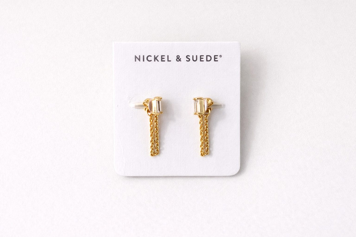 Classic Baguette Chain Drop Studs