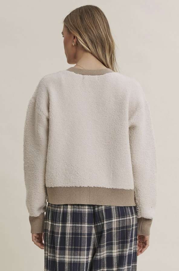 Cozy Contrast Button Down Cardigan