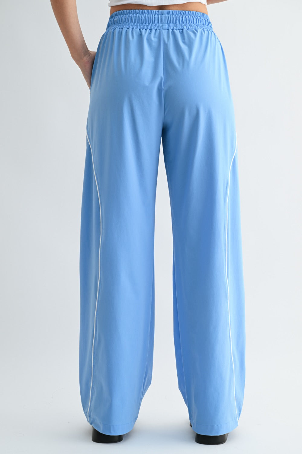 Curved Classic Track Pants with White Lines