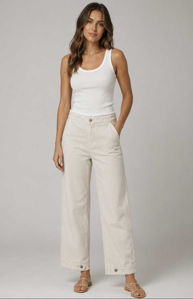 Double Button Hem Barrel Jeans