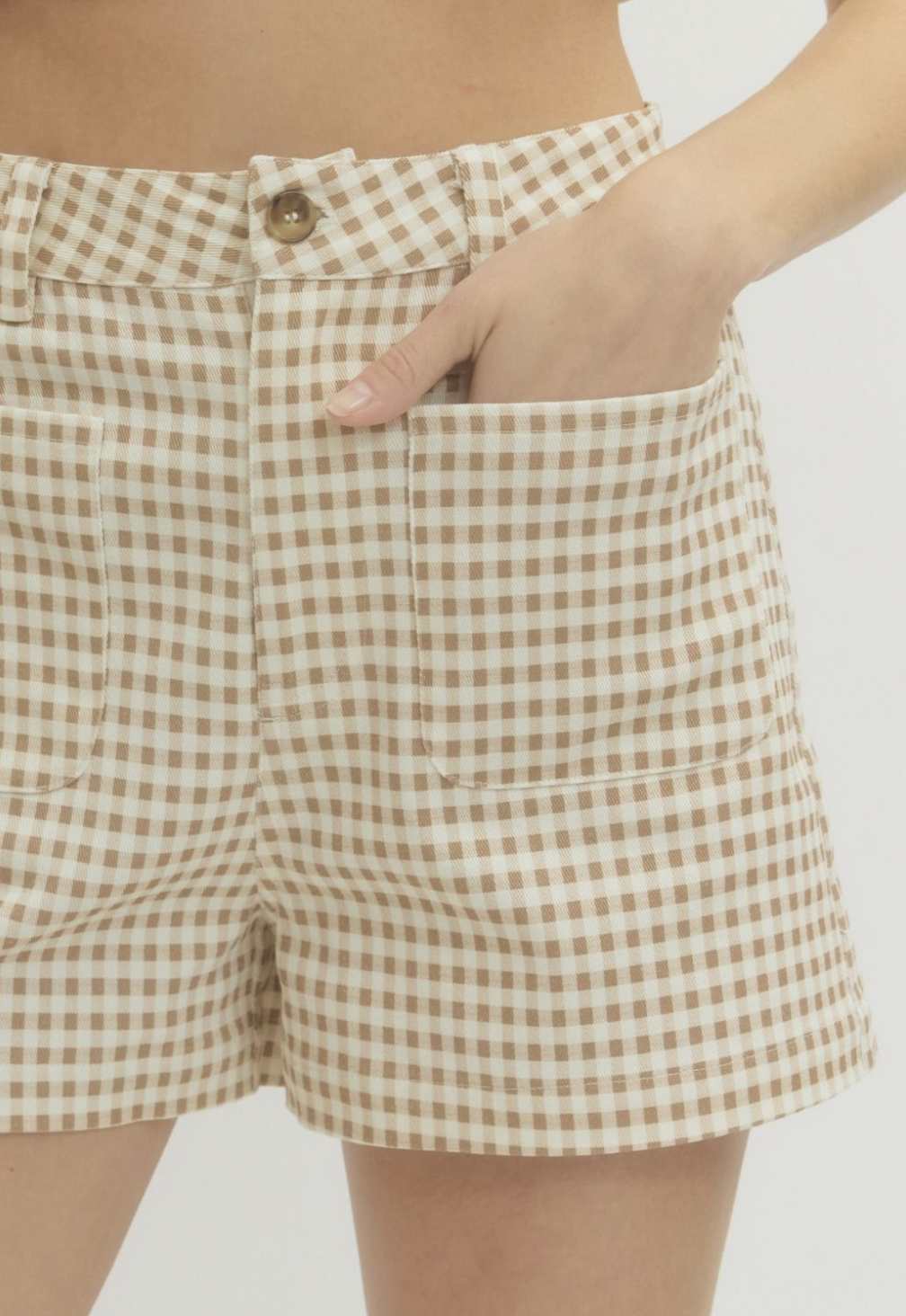 Gingham Front Pocket Closure Shorts