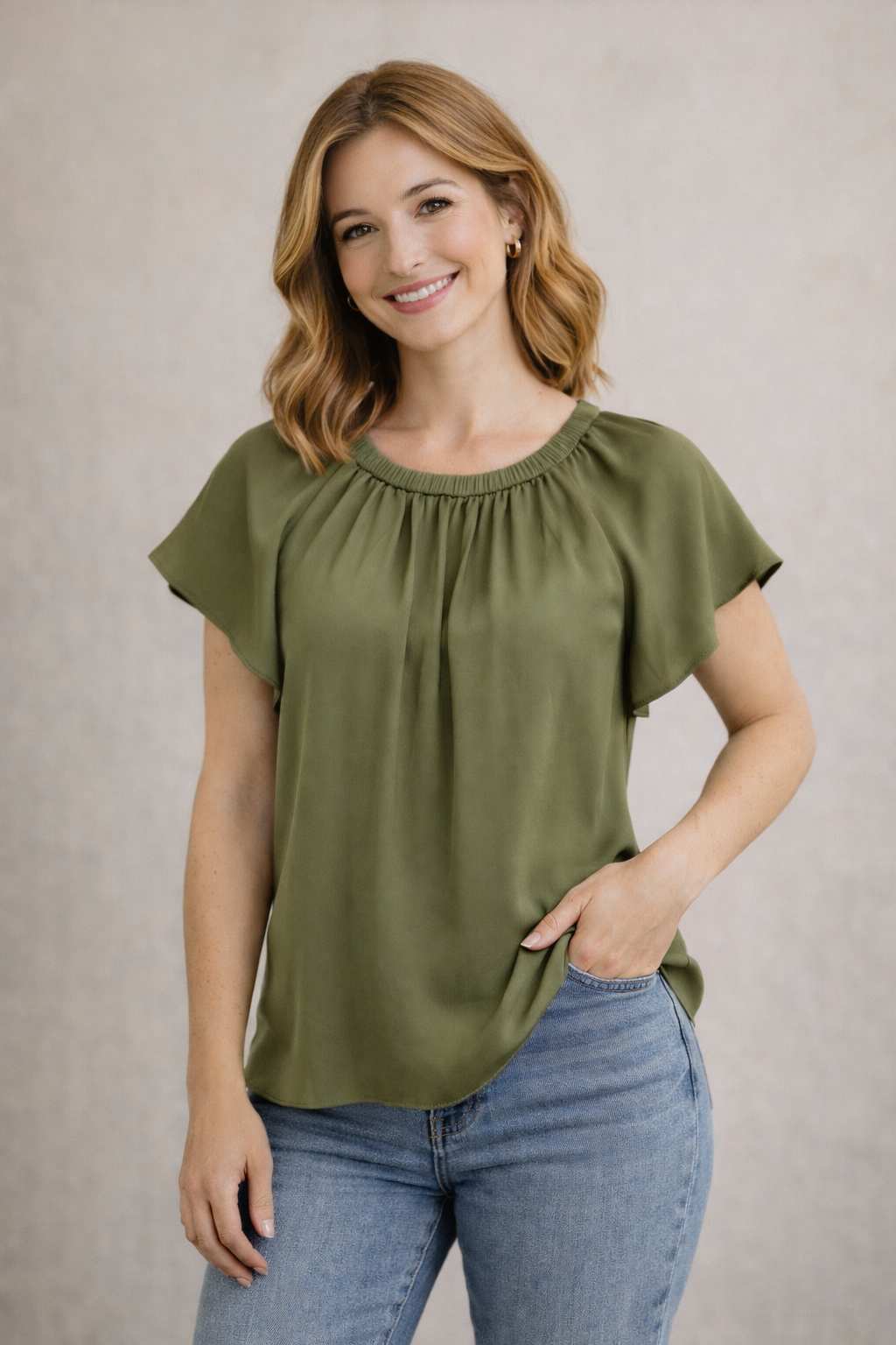 Green Satin Blouse