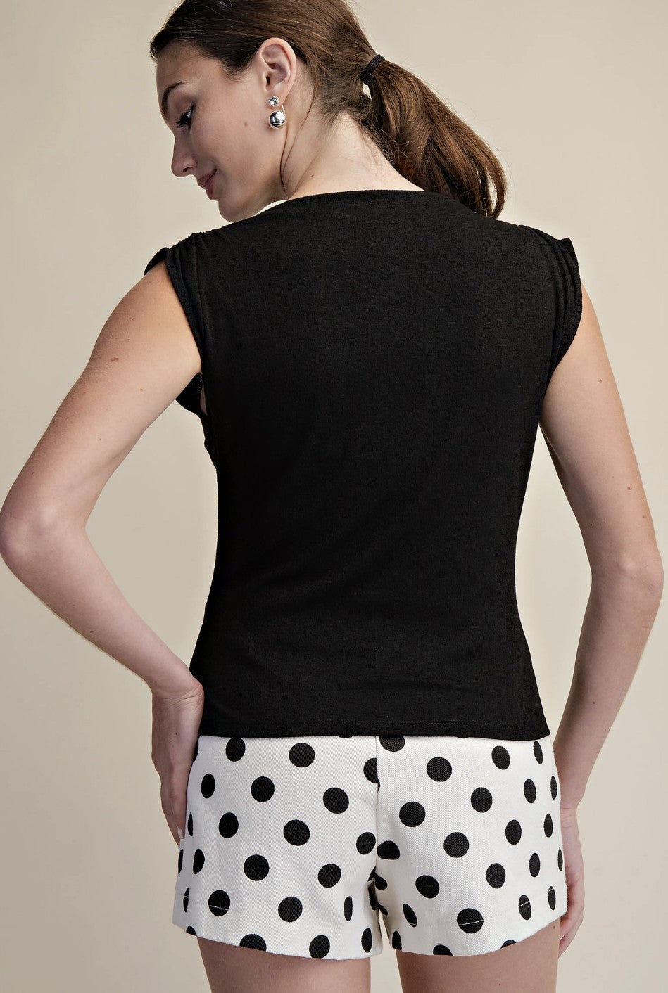 High Cowl Neck Simple Knit Top