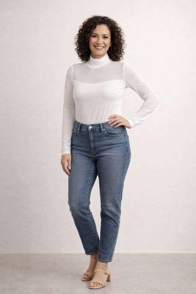 High Neck Bodysuit with Mesh Sleeves