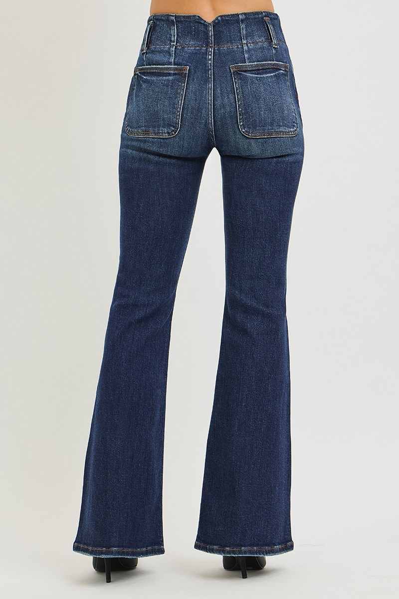 High Rise Flare w/ Seam Detail Jeans