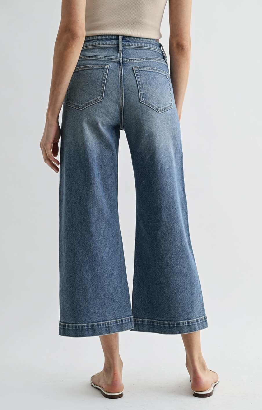 High Rise Wide Leg Crop Hem Jeans
