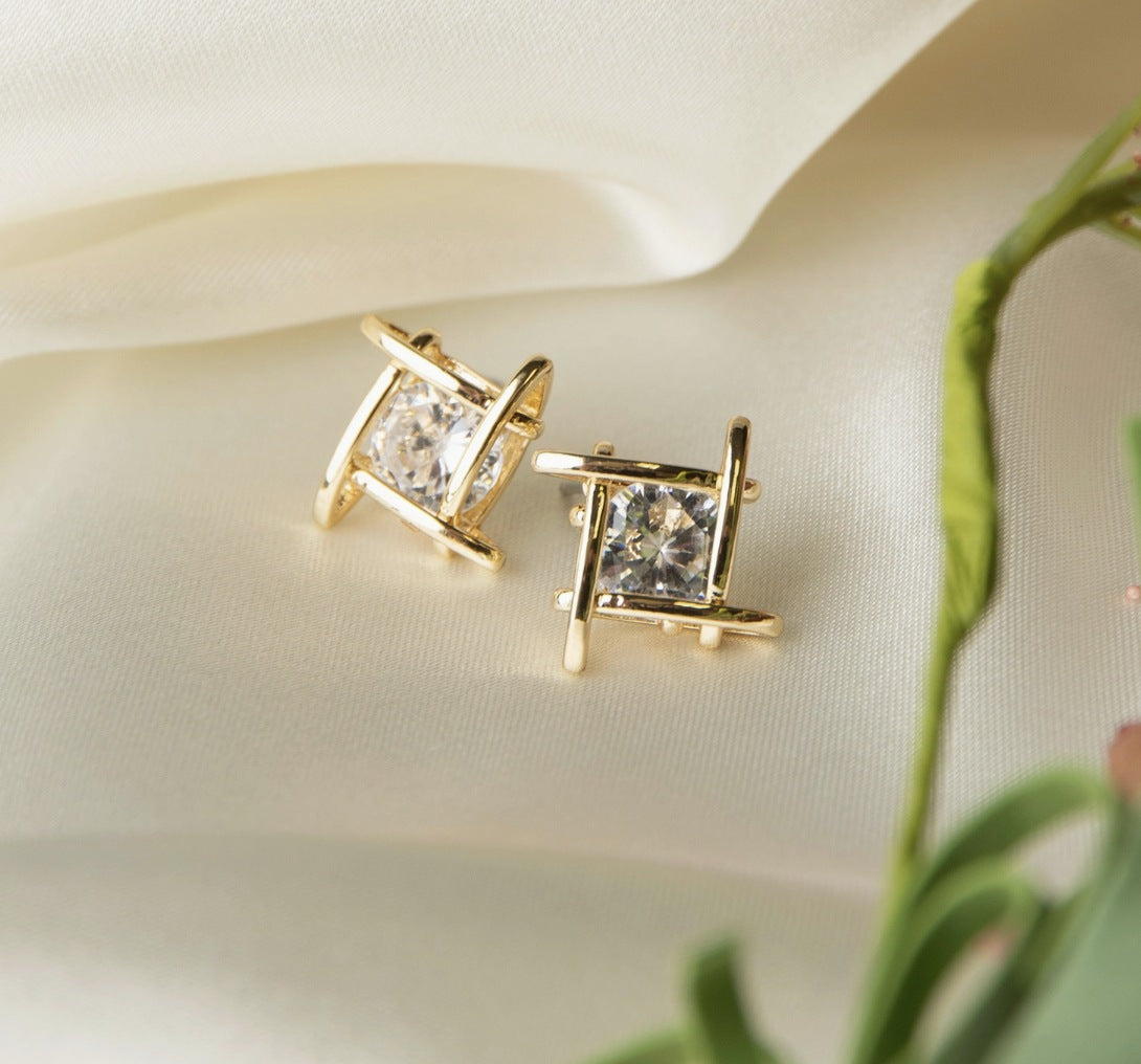 Linked Cubic Zirconia Dazzler Stud Earrings