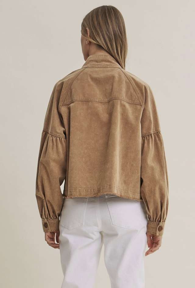 Mineral Wash Balloon Sleeve Jacket