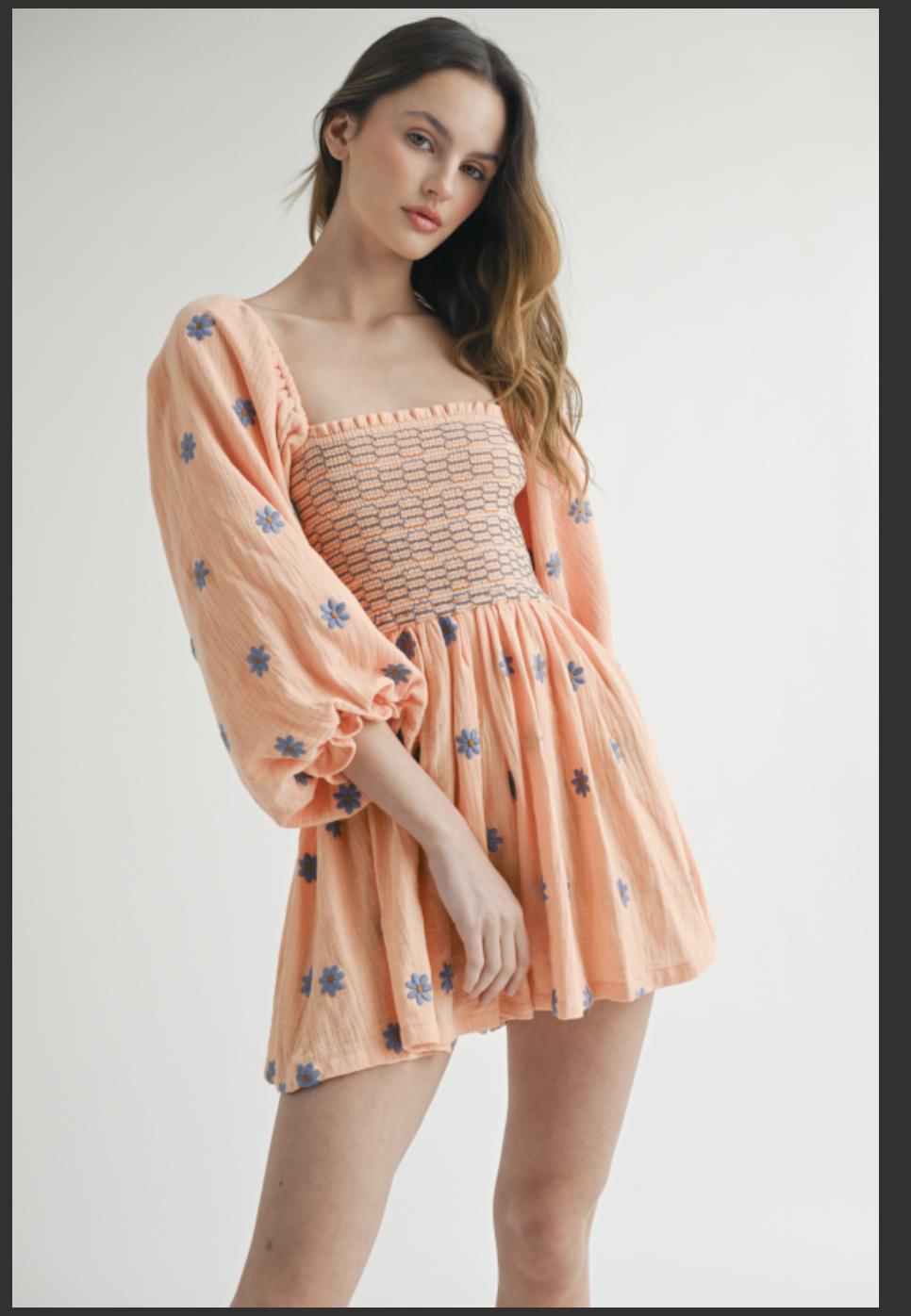 Orange floral L/S romper