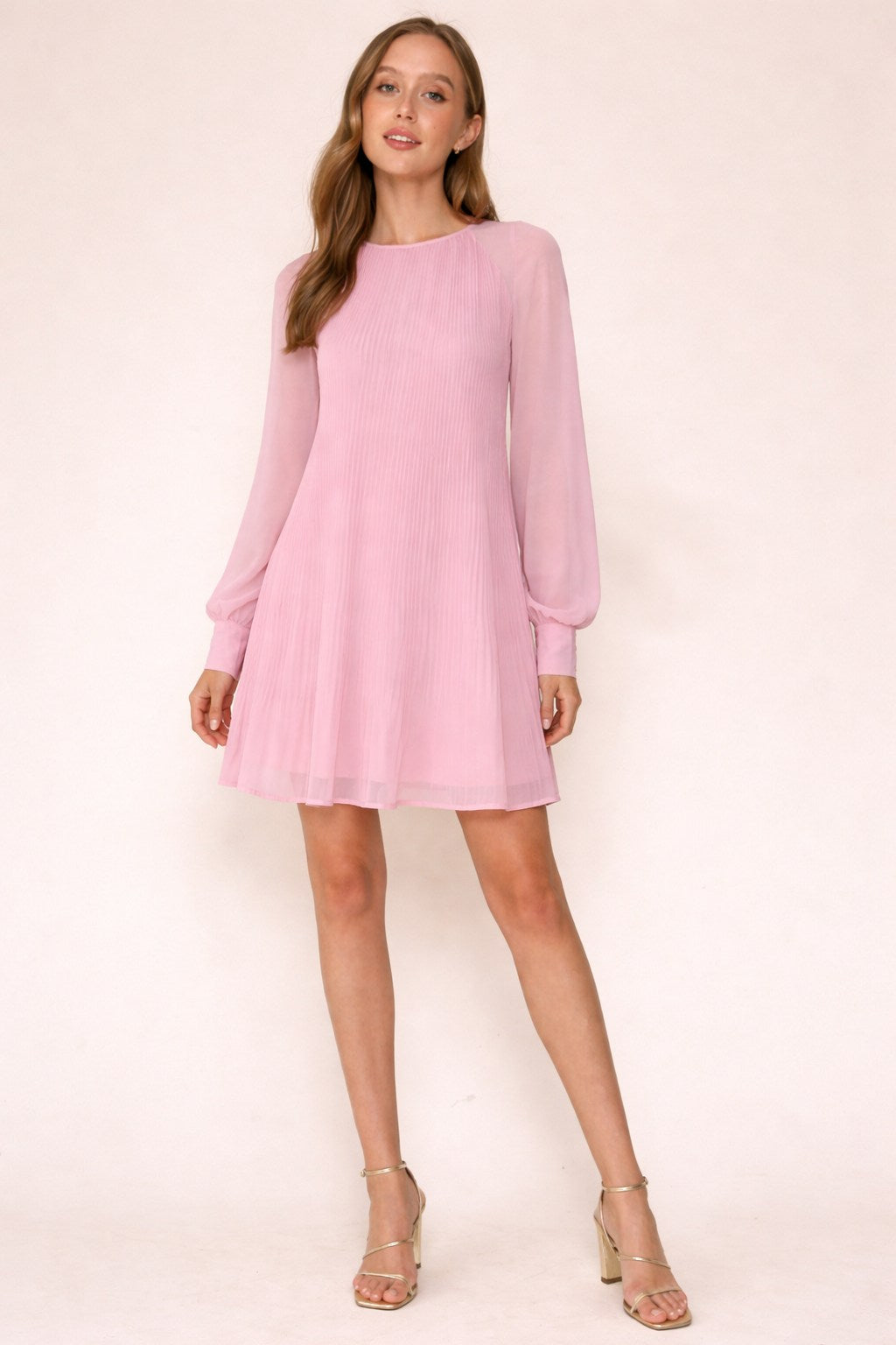 Pleat W/Back Neck Tie Dress