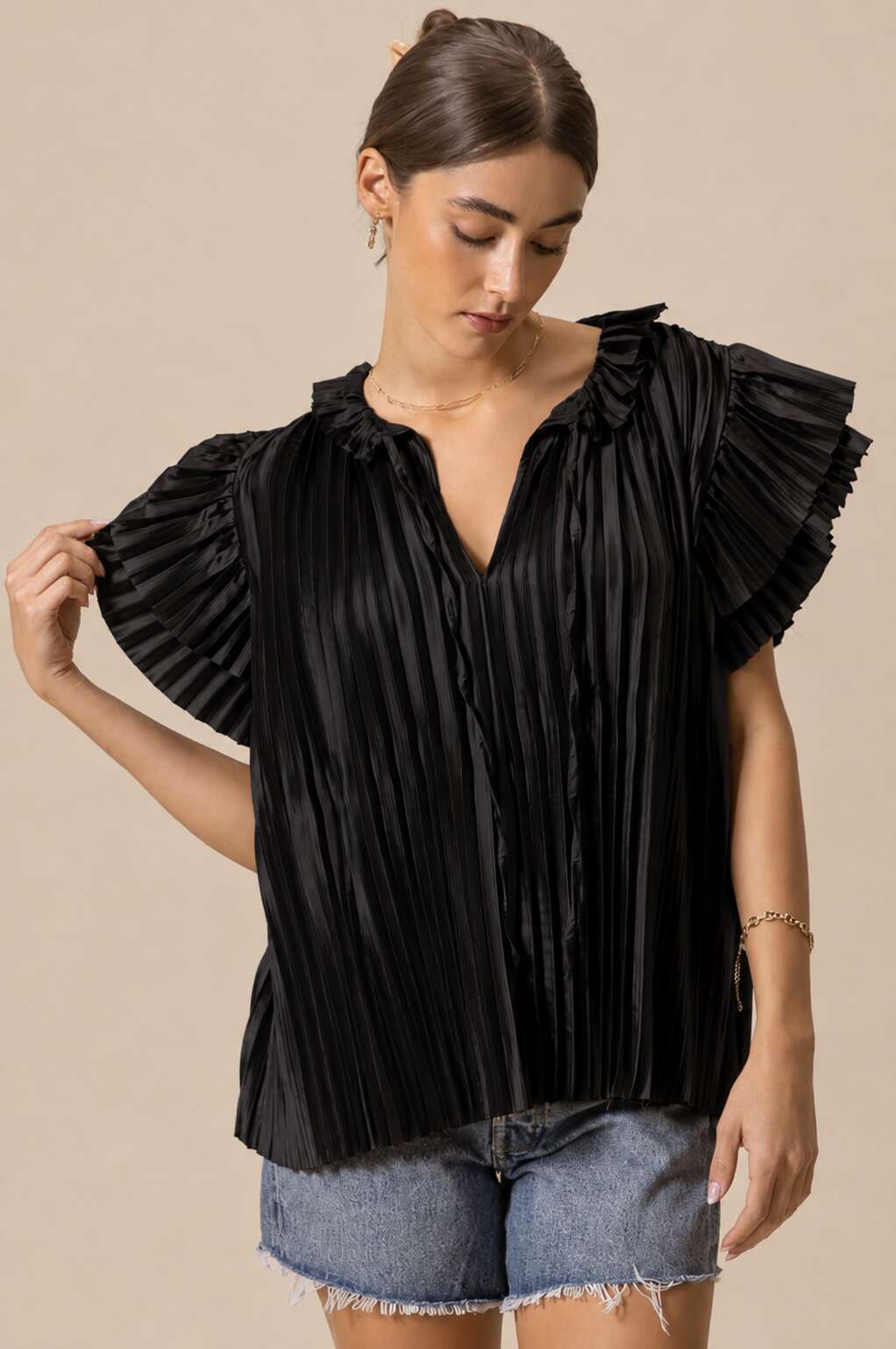 Pleated Silky Flutter Sleeves