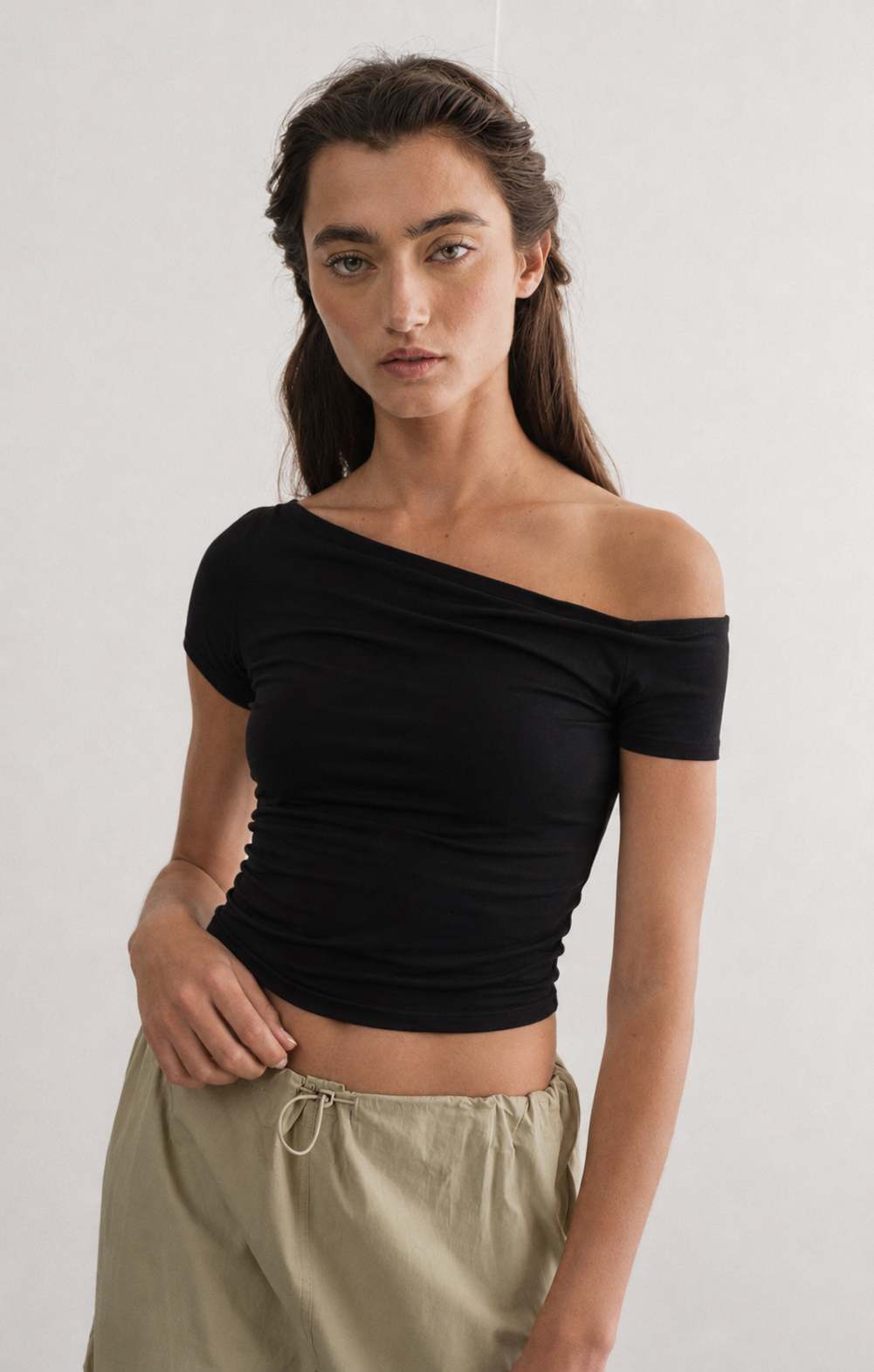 Priscilla SS Cowl Neck Tight Top