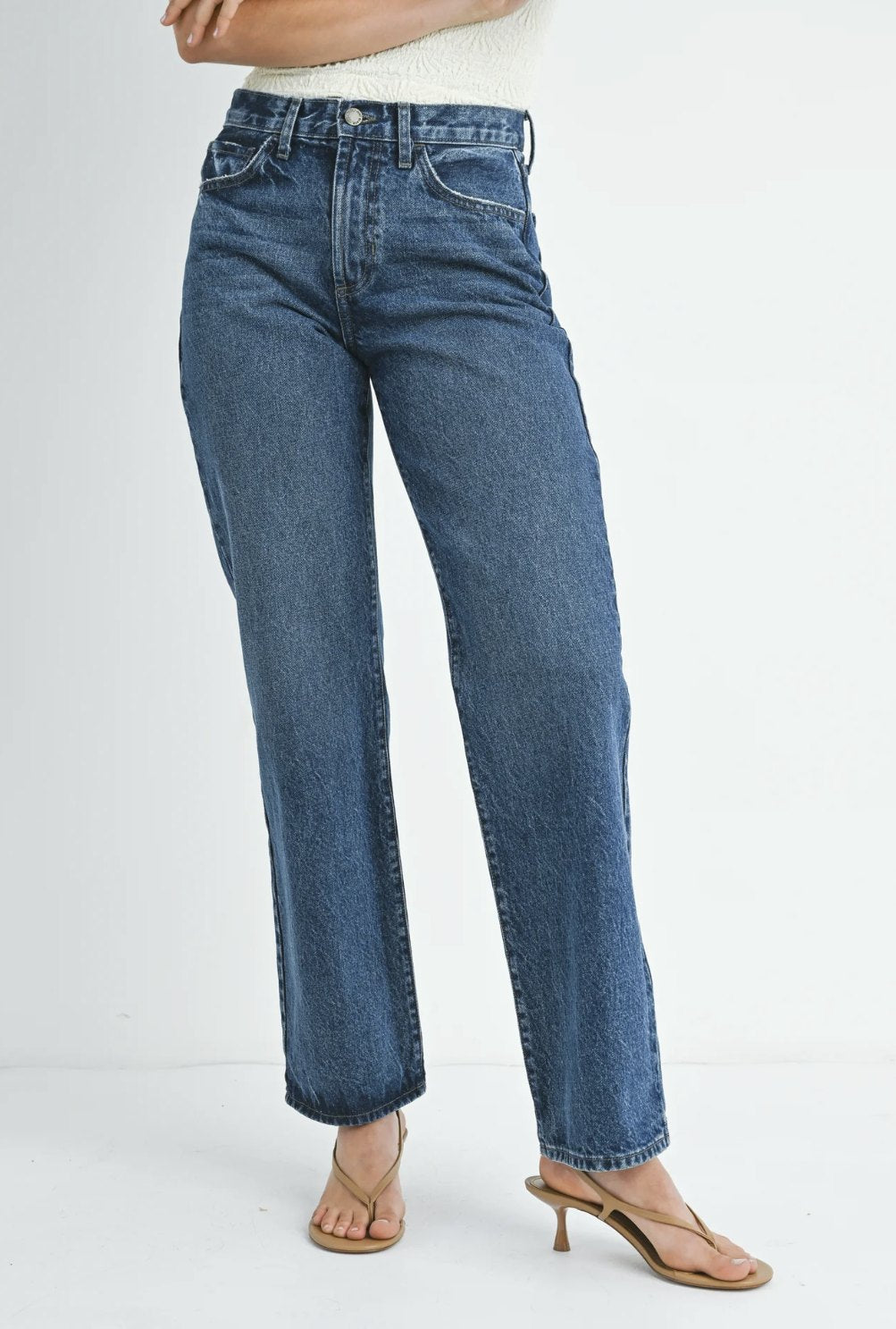 Relaxed Straight Dark Denim Jeans