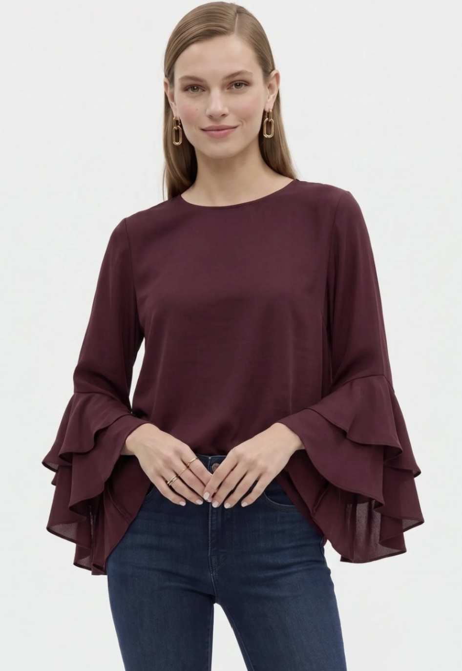 Ruffled Bell Sleeve Blouse