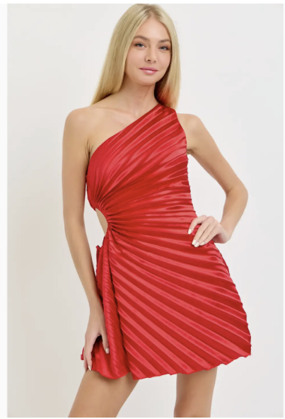 Pleated Waist Cutout with a Drawstring