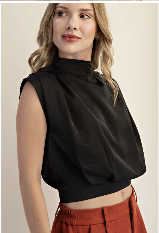 High Neck Back Zipper Top