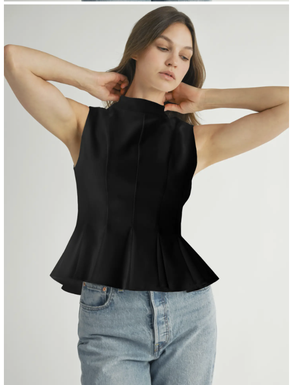 Sleeveless High Neck Ruffle Top