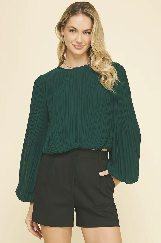 Crepe Long Sleeve Shirt Pine Green