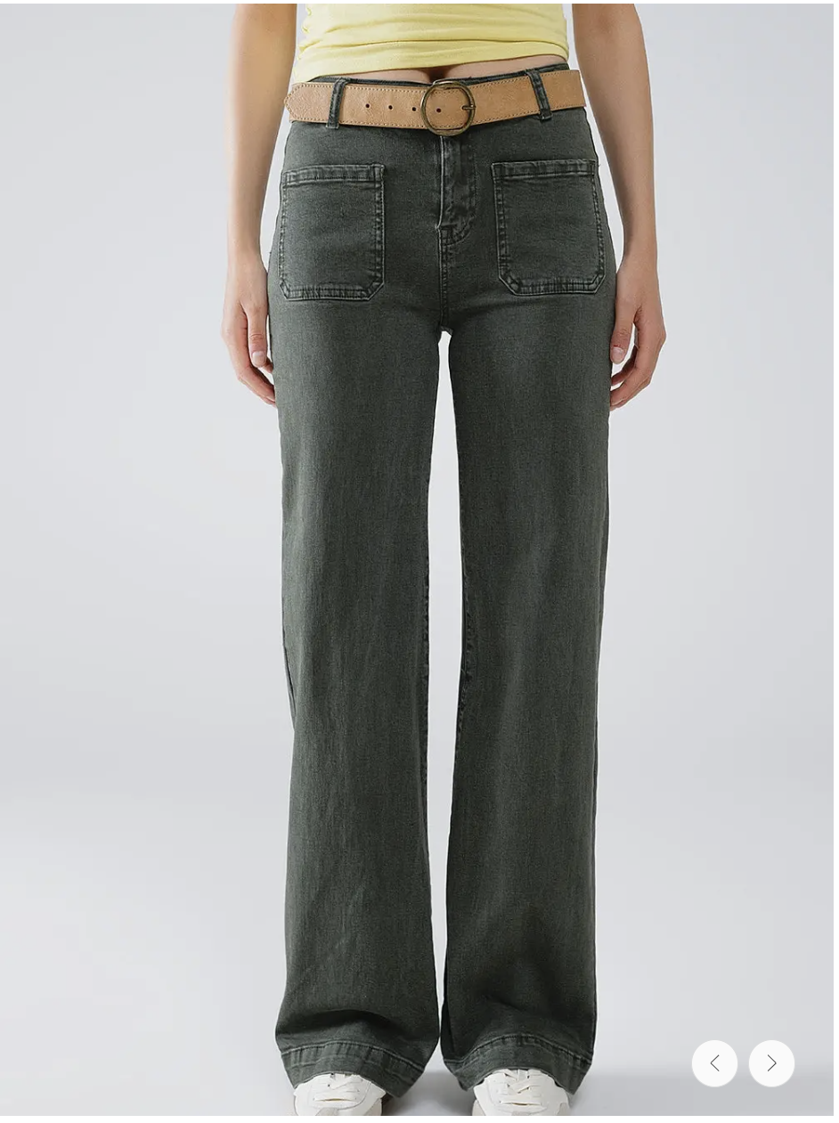 High Waisted Front Pocket Flare Jeans