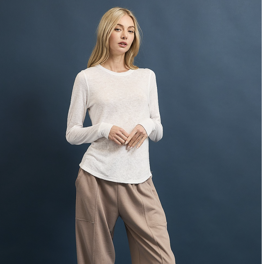 Hacci Slub Long Sleeve Crew Neck Shirt