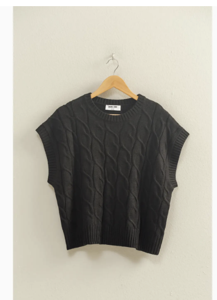 Sleeveless Oversized Cable Knit Vest