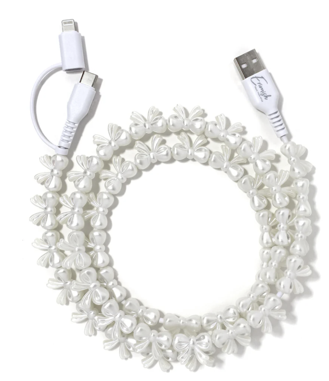 Beaded Phone Charger Pearl Bow 6.6