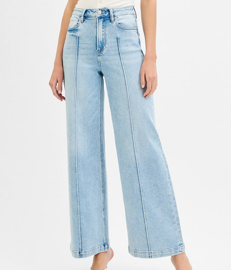 High Waist-Wide Leg Pintuck Detail