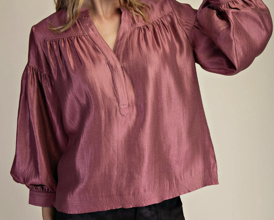 Deep Neck Volume w/ puff sleeve