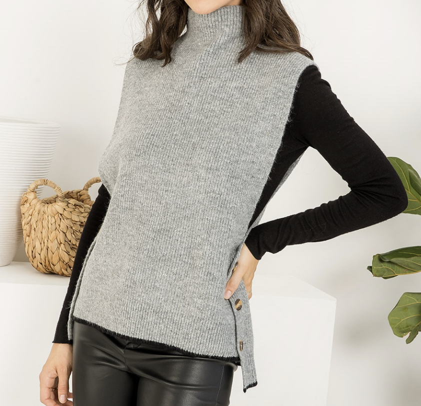 High Neck Vest w/ Side Buttons