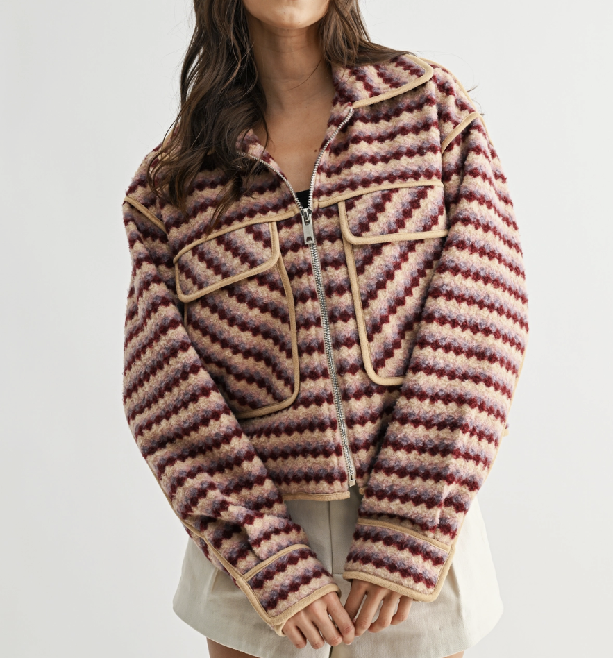 Retro Chevron Zip Up