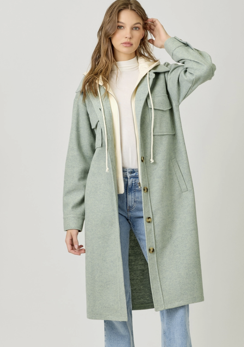 Twofer Hoodie Solid Coat