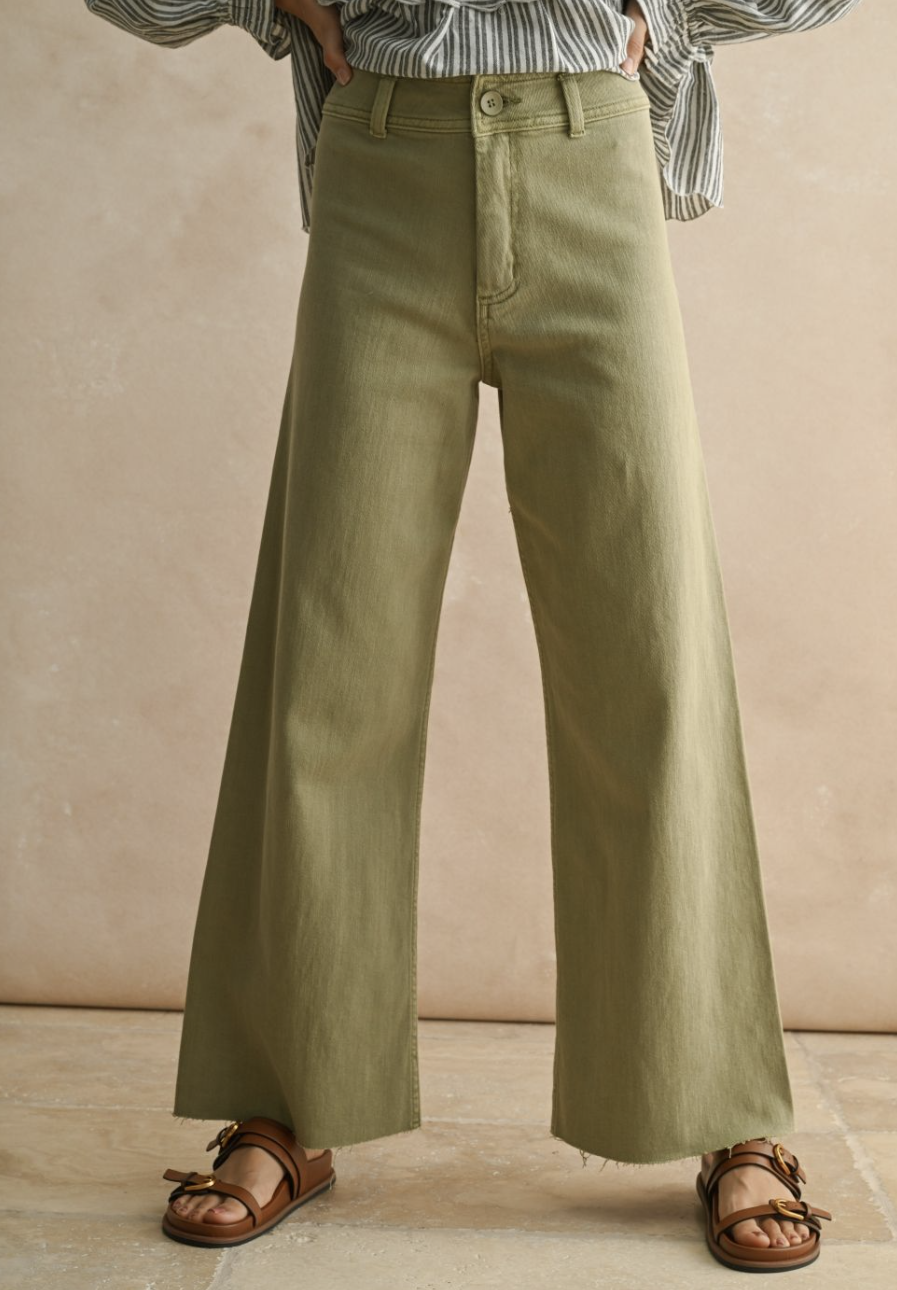 Frayed Bottom Straight Wide Leg