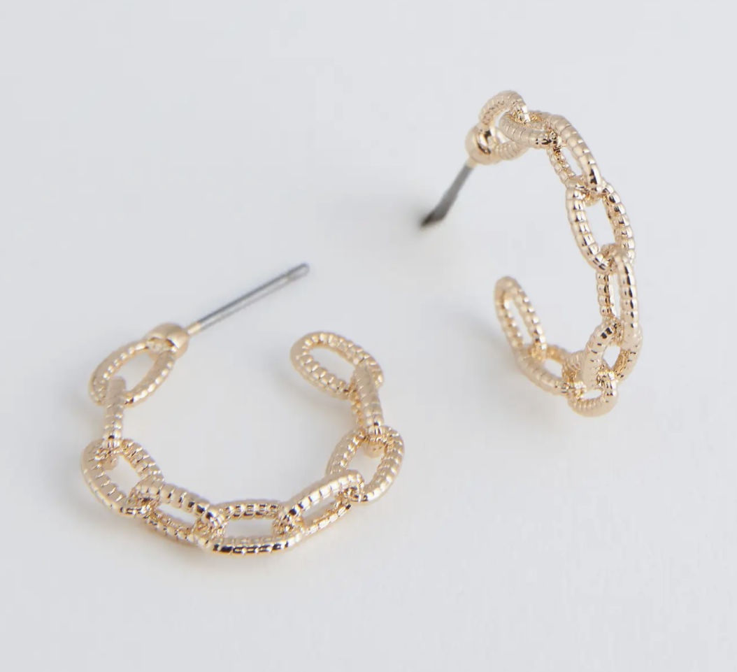Gold Chain Link Hoop