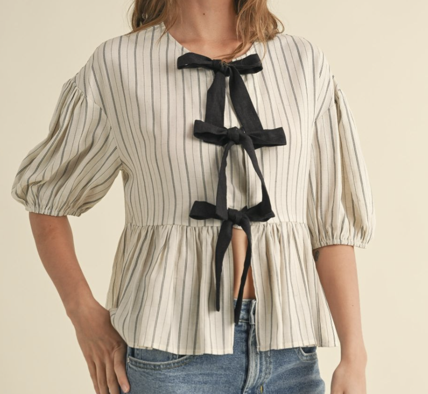 Stripe Fabric w/ Tie Front