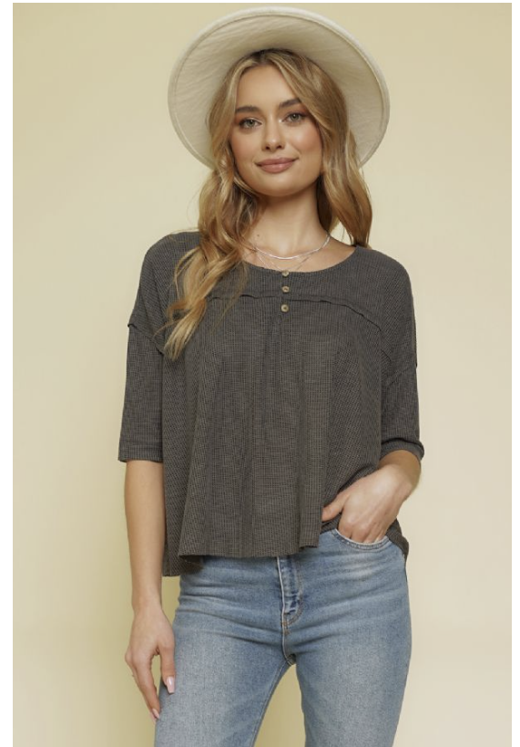 Drop Shoulder Henley