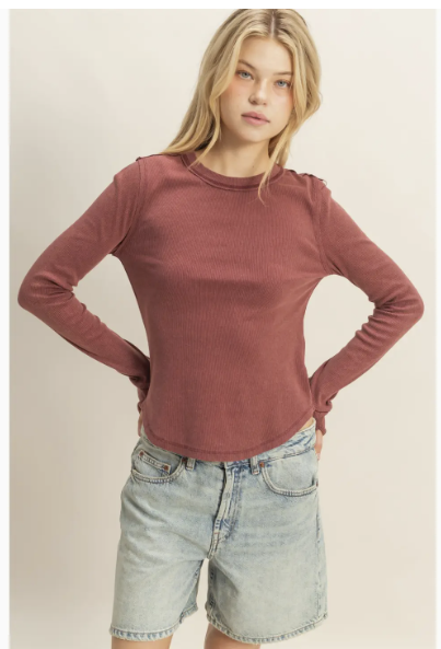 Mineral Wash Rib Fitted Top