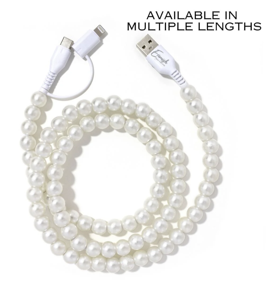 Beaded Phone Charger Pearl