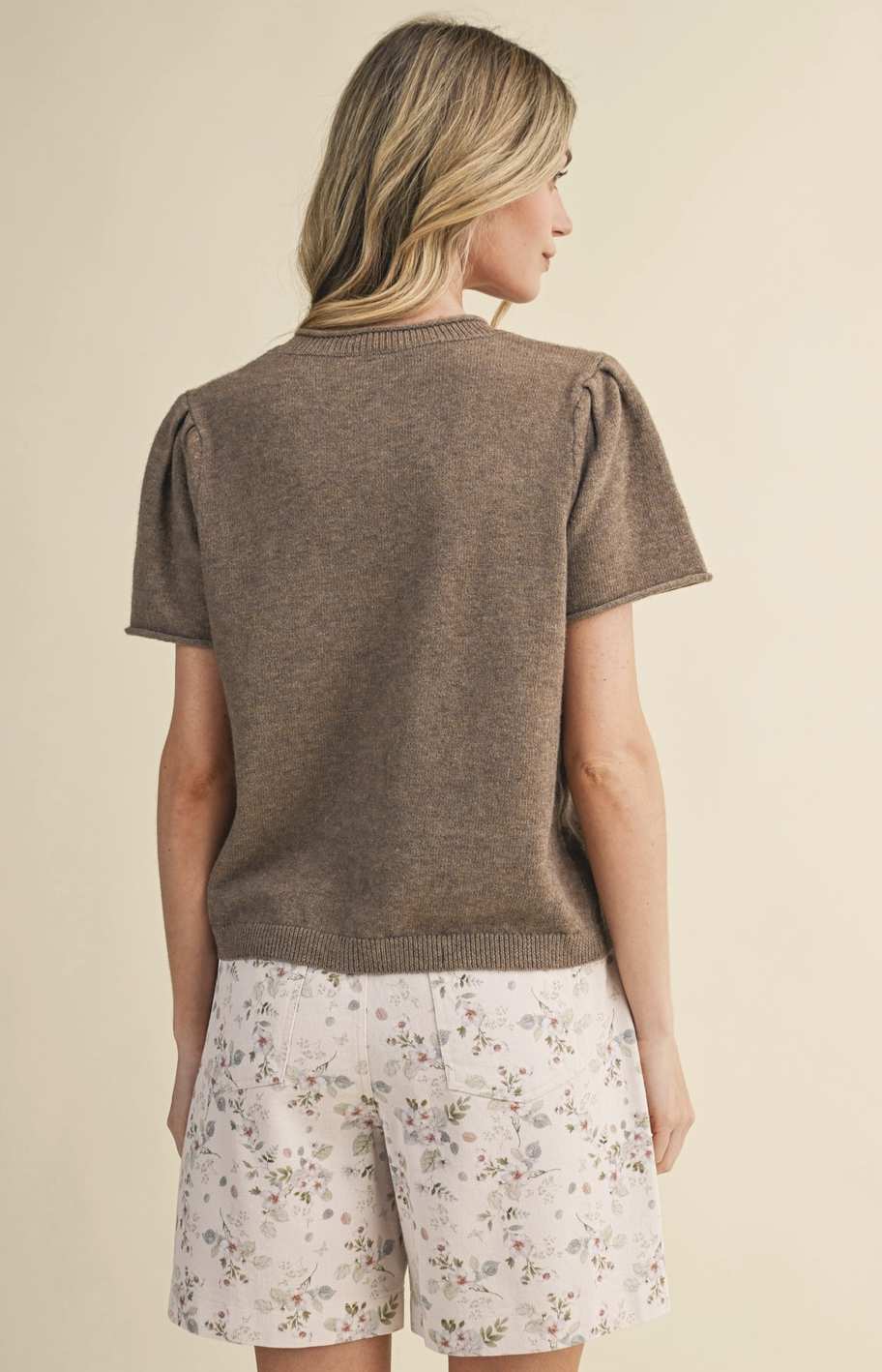 Short Sleeve Sweater Button Cardigan