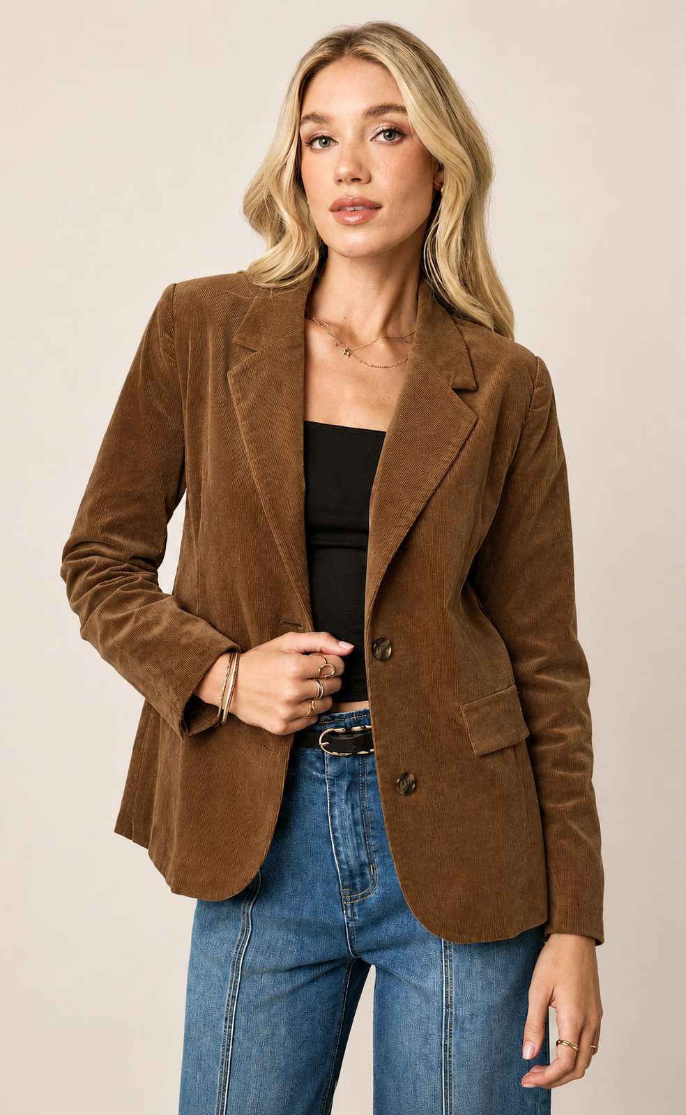 Corduroy Three Button Suit Jacket