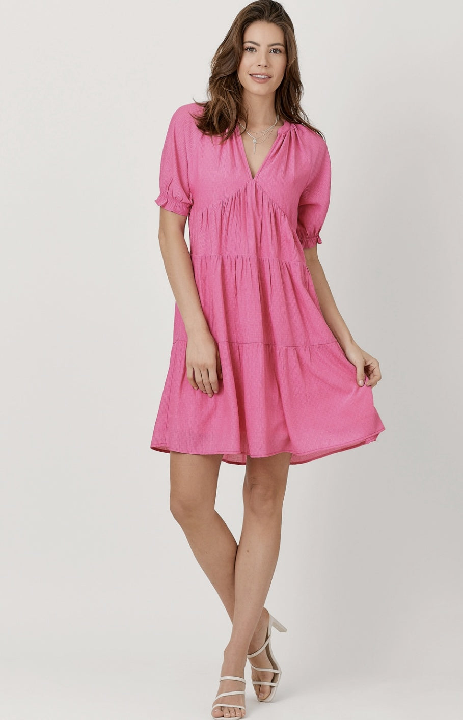 Split Neck Tier Dress