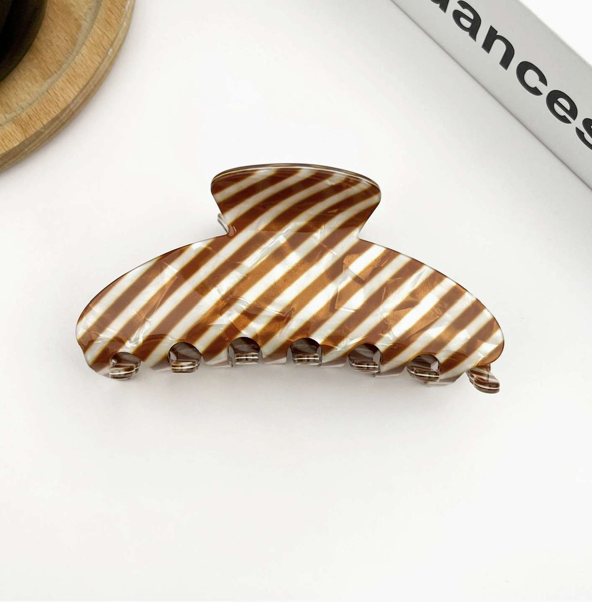 Striped Oval Claw Clip