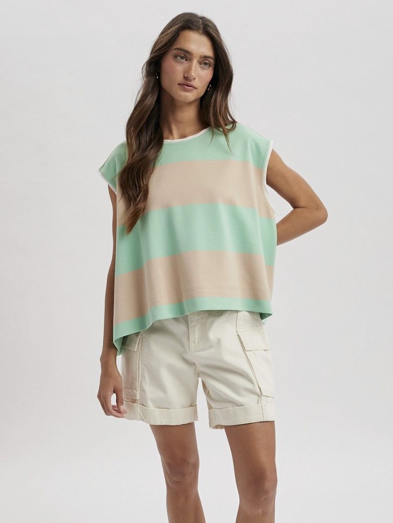 Striped Knit Flowy Muscle Tank