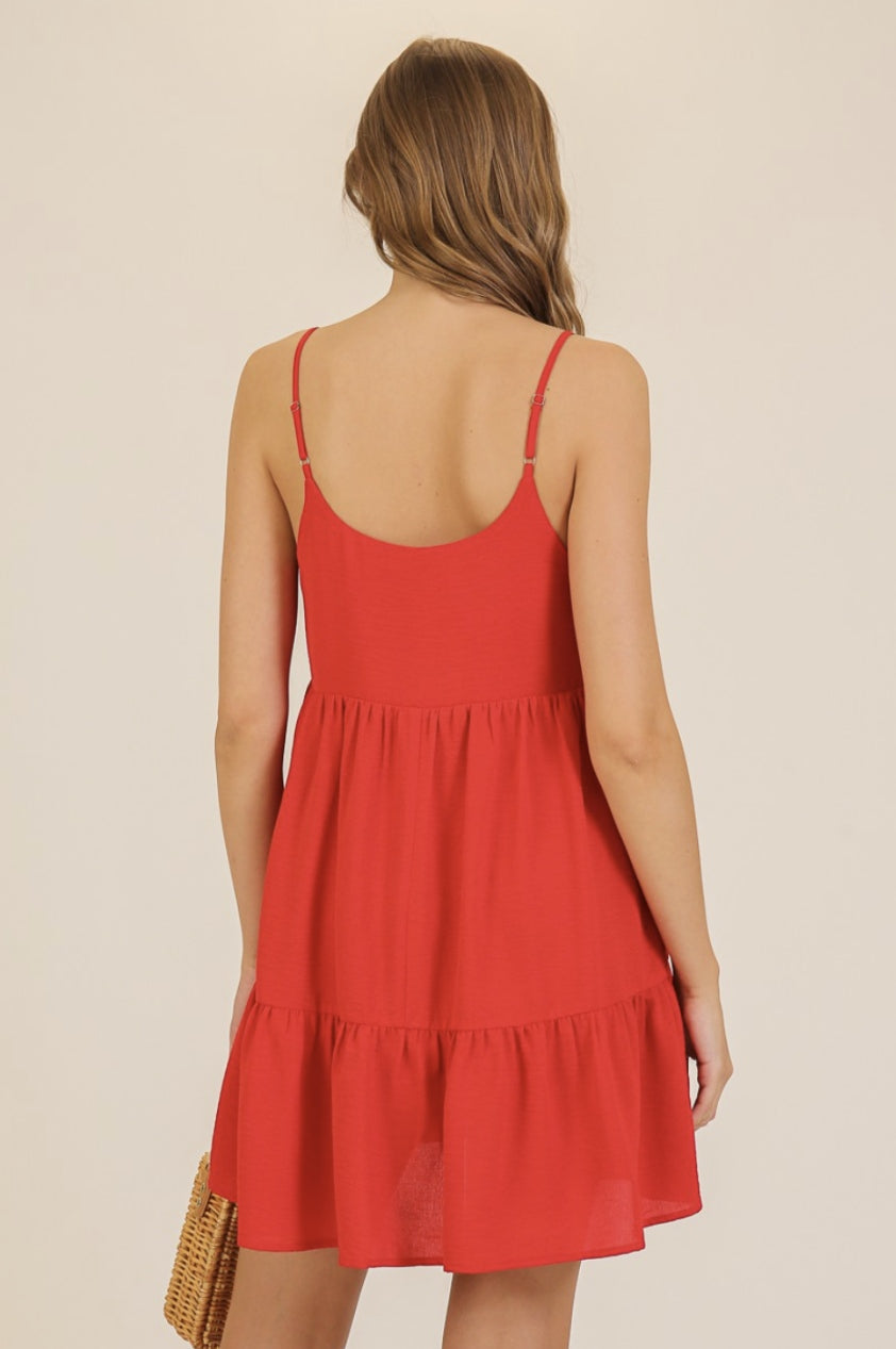 Tiered Adjust Strap Bra Seam Dress